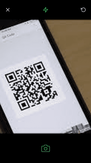 Termnal screen scanning a QR code representing the offline reference